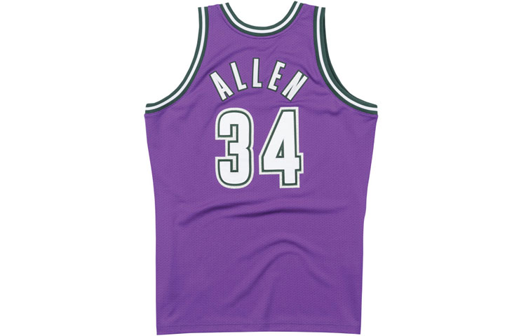 Mitchell Ness Mitchell & Ness NBA 00-01 Bucks Ray Allen #34 Retro Mesh Jersey Purple Men. AJY4LG19026-MBUPURP00RAL 圖 3