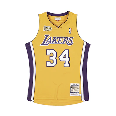 Mitchell Ness Mitchell & Ness NBA 00-01 Lakers Shaquille O'Neal #34 Vintage Jersey Yellow Unisex AJY4SB19104-LALLGPR00SON
