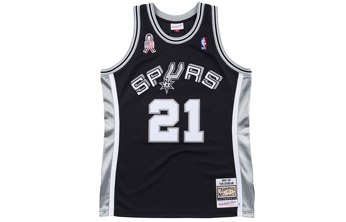 Mitchell Ness Mitchell & Ness NBA 01-02 Spurs Tim Duncan #21 Jersey Black Retro Unisex Tank Top AJY4GS18456-SASBLCK01TDU