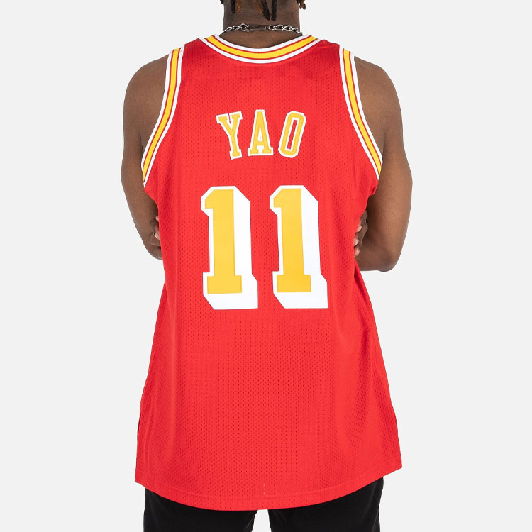 Mitchell Ness Mitchell & Ness NBA 04-05 Houston Rockets Yao Ming #11 Red Basketball Jersey AJY4CP18179-HROSCAR04YMI 圖 4