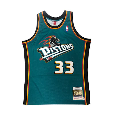 Mitchell Ness Mitchell & Ness NBA 1998-99 Pistons Grant Hill Jersey Blue Teal Unisex Retro AJY4GS18083-DPITEAL98GHI