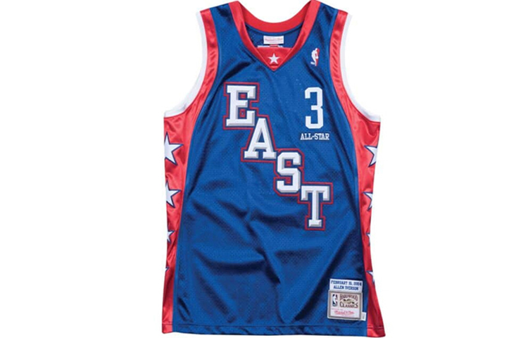 Mitchell Ness Mitchell & Ness NBA 2004 All-Star Iverson #3 Retro Basketball Jersey Blue Unisex AJY4CP19117-ASEROYA04AIV