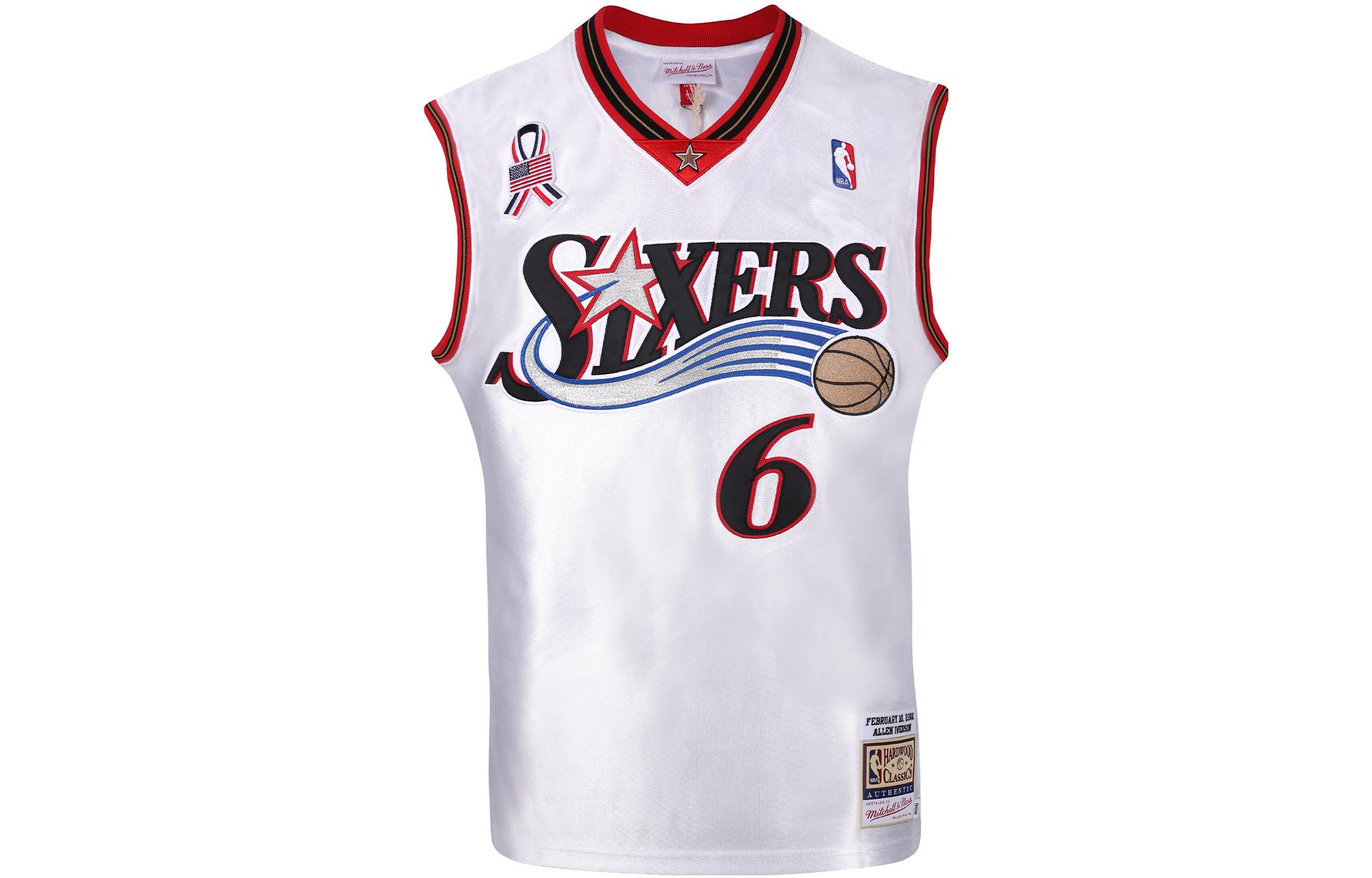 Order 미첼앤네스 NBA 필라델피아 76ers 02-03 앨런 아이버슨 #6 레트로 저지 화이트 유니섹스. AJY43318-ASE02AIVWHIT