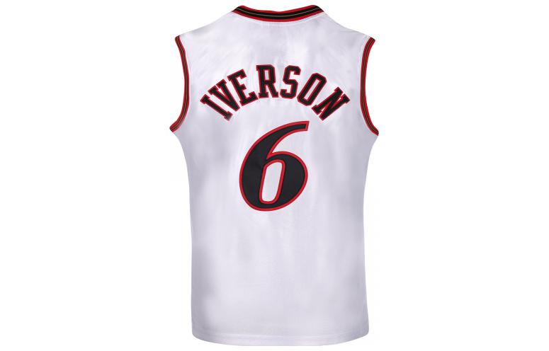 Lookbook 미첼앤네스 NBA 필라델피아 76ers 02-03 앨런 아이버슨 #6 레트로 저지 화이트 유니섹스. AJY43318-ASE02AIVWHIT
