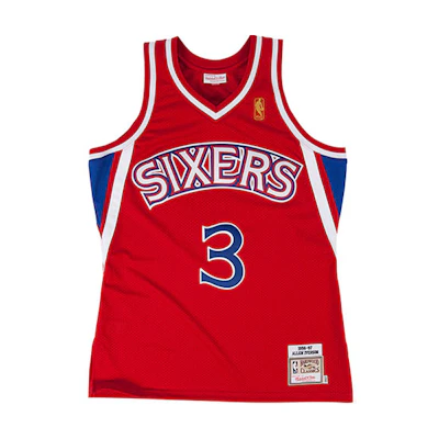 Mitchell Ness Mitchell & Ness NBA 76ers Allen Iverson #3 Red Retro Jersey 1996-97 Season. AJY4CP19161-P76SCAR96AIV