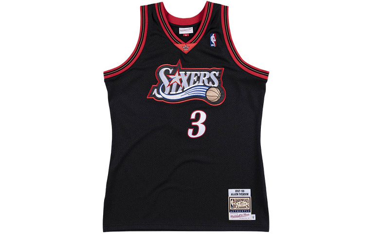 Mitchell Ness Mitchell & Ness NBA 76ers Allen Iverson 1997-98 Retro Jersey Black AJY4GS18102-P76BLCK97AIV