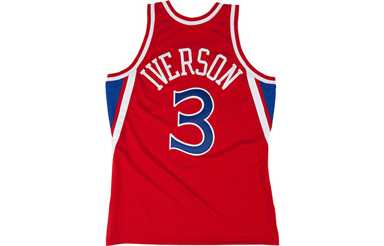 Mitchell Ness Mitchell & Ness NBA 76ers Allen Iverson #3 Red Retro Jersey 1996-97 Season. AJY4CP19161-P76SCAR96AIV 圖 3