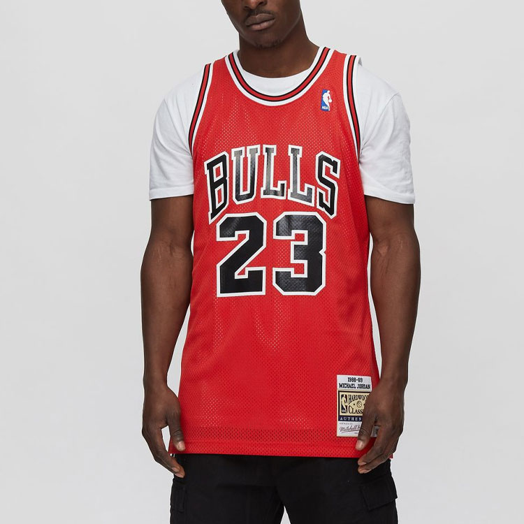 Lookbook Mitchell & Ness Jersey Retro Chicago Bulls Jordan #23 Merah Vintage 88-89 AJY4LG19005-CBUSCAR88MJO