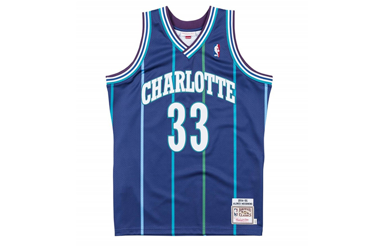Mitchell Ness Mitchell & Ness NBA 94-95 Hornets Alonzo Mourning #33 Jersey Blue Mens AJY4LG19020-CHODKPR94AMO 圖 2