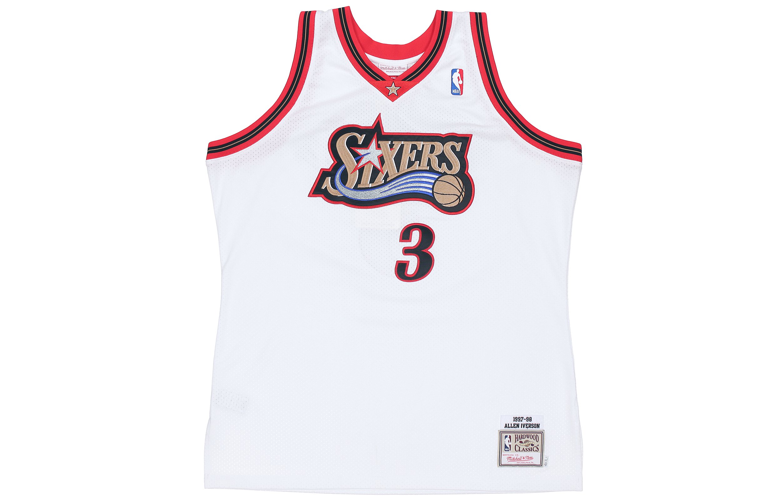 Mitchell Ness Mitchell & Ness NBA 97-98 Philadelphia 76ers Allen Iverson #3 White Jersey BA64UX-P76-W-CAU