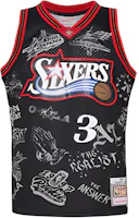 Mitchell Ness Mitchell & Ness NBA Allen Iverson 76ers Jersey Black Retro Basketball Fan Edition. SMJYDX21038-P76BLCK Mitchell Ness Mitchell & Ness NBA Allen Iverson 76ers Jersey Black Retro Basketball Fan Edition. SMJYDX21038-P76BLCK