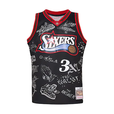 Mitchell Ness Mitchell & Ness NBA Allen Iverson 76ers Jersey Black Retro Basketball Fan Edition. SMJYDX21038-P76BLCK