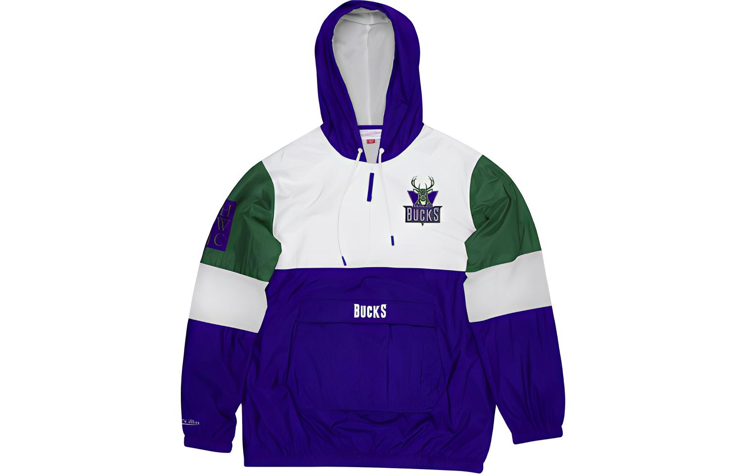 Mitchell Ness Mitchell & Ness NBA Bucks Retro Colorblock Sweatshirt Unisex Purple HDSSAJ19008-MBUPRGN
