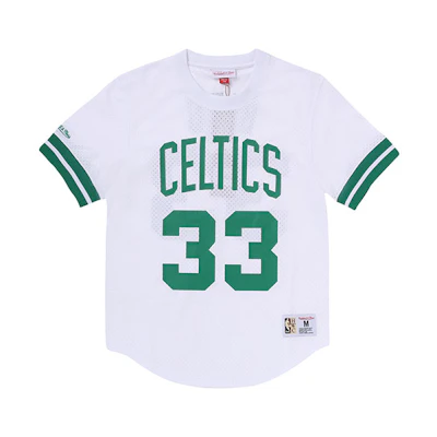 Mitchell Ness Mitchell & Ness NBA Celtics SS22 Retro Mesh Striped Tee Unisex White NNMPSC19040-BCEWHIT86LBI