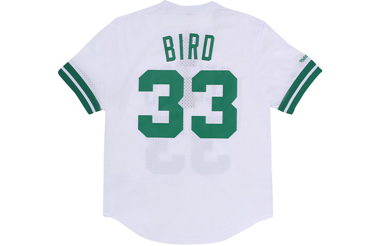 Lookbook Mitchell & Ness NBA Celtics SS22 Retro Mesh Striped Tee Unisex Putih NNMPSC19040-BCEWHIT86LBI