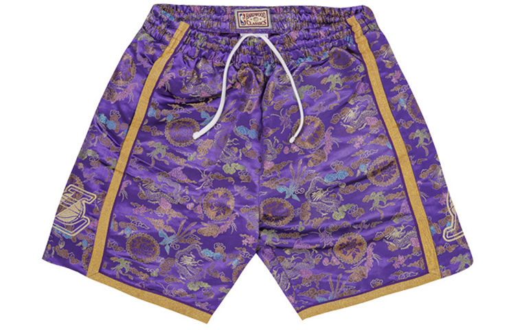 Mitchell Ness Mitchell & Ness NBA CNY Los Angeles Lakers Vintage Cloud Print Basketball Shorts Purple. SMSHDL19104-LALPURP09