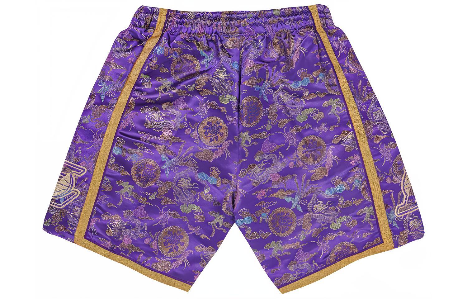 Lookbook Mitchell & Ness NBA 洛杉磯湖人中國風復古雲紋籃球短褲 紫色 SMSHDL19104-LALPURP09