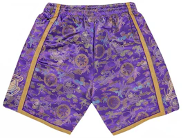 Lookbook Mitchell & Ness NBA CNY Los Angeles Lakers Vintage Cloud Print Shorts Ungu. SMSHDL19104-LALPURP09
