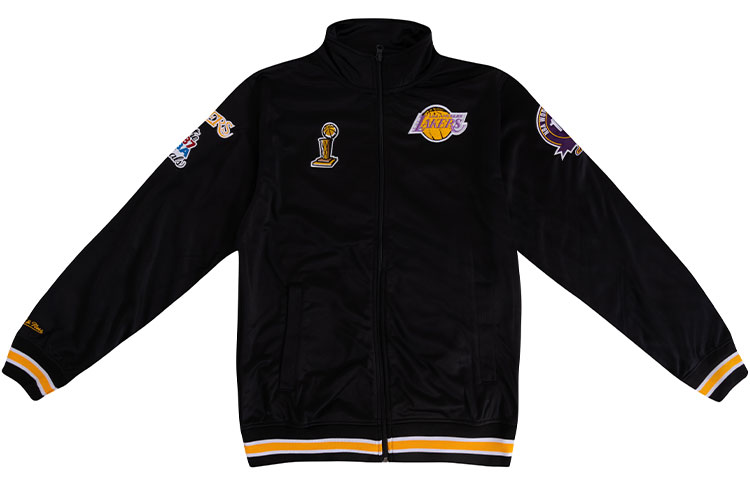 Mitchell Ness Mitchell & Ness NBA Lakers Logo Casual Warm-Up Jacket Black Unisex. OJZP3238-LALYYPPPBLCK
