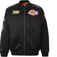 Mitchell Ness Mitchell & Ness NBA Lakers Logo Satin Varsity Jacket Black Retro Style. OJZP5129-LALYYPPPBLCK Mitchell Ness Mitchell & Ness NBA Lakers Logo Satin Varsity Jacket Black Retro Style. OJZP5129-LALYYPPPBLCK