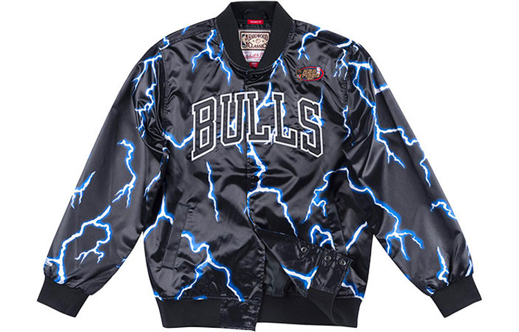 Mitchell Ness Mitchell & Ness NBA Lightning Series Chicago Bulls Logo Jacket Black STJKEF18006-CBUPTBK