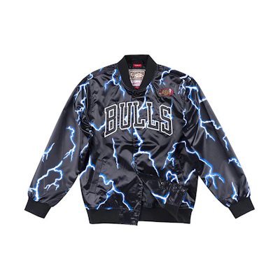 Mitchell Ness Mitchell & Ness NBA Lightning Series Chicago Bulls Logo Jacket Black STJKEF18006-CBUPTBK