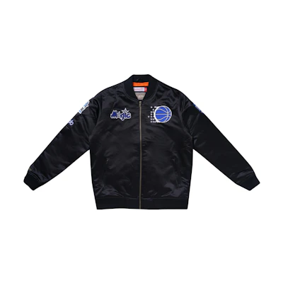 Mitchell Ness Mitchell & Ness NBA Logo Satin Jacket Magic Team Vintage Black Unisex Winter Coat. OJZP5129-OMAYYPPPBLCK