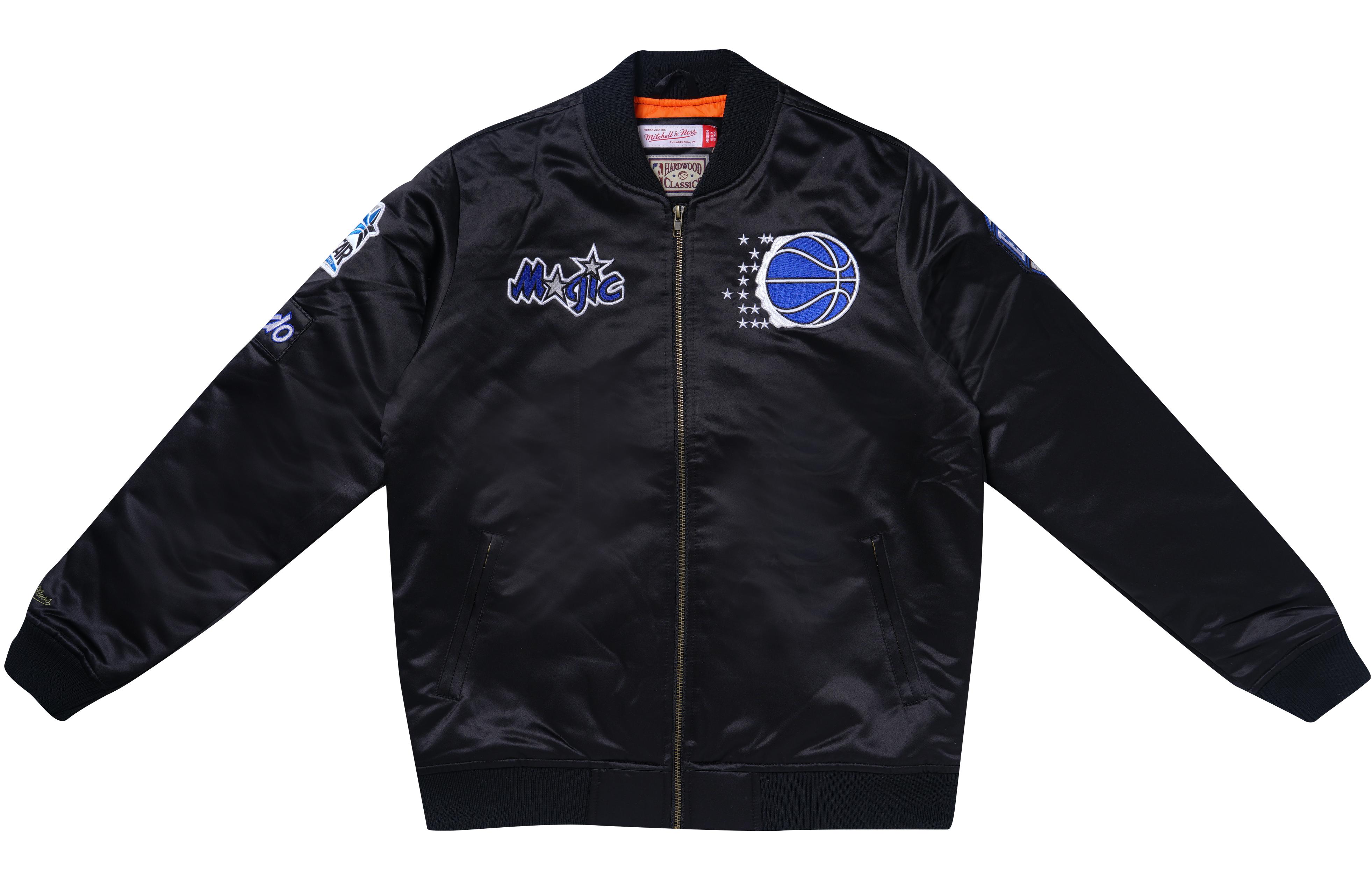 Mitchell Ness Mitchell & Ness NBA Logo Satin Jacket Magic Team Vintage Black Unisex Winter Coat. OJZP5129-OMAYYPPPBLCK 圖 2