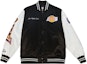 Order Mitchell Ness Mitchell & Ness NBA Los Angeles Lakers Logo Satin Varsity Jacket Black White Unisex. OJBF4854-LALYYPPPBKWH