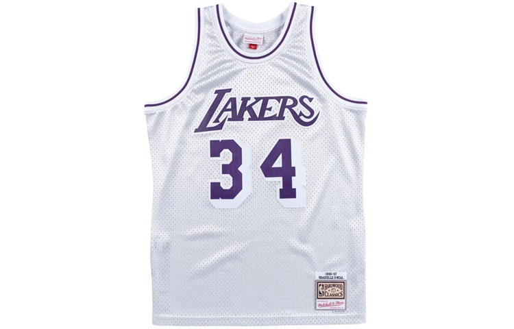 Mitchell Ness Mitchell & Ness NBA Platinum Series Lakers Shaquille O'Neal 34 Jersey White Unisex SMJYNG18476-LALSILV96SON 圖 2