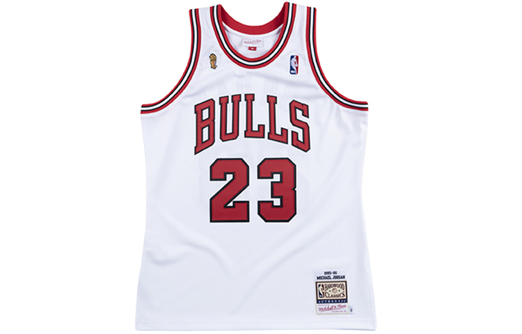 Order Mitchell & Ness NBA Retro Bulls Jordan Jersey Champion 95-96 Putih. AJY4LG19009-CBUWHIT95MJO