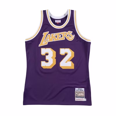 Mitchell Ness Mitchell & Ness NBA Retro Lakers Magic Johnson #32 Jersey 1984-85 Blue Mens. AJY4GS18089-LALPURP84EJH
