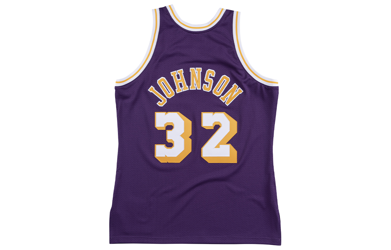 Mitchell Ness Mitchell & Ness NBA Retro Lakers Magic Johnson #32 Jersey 1984-85 Blue Mens. AJY4GS18089-LALPURP84EJH 圖 3