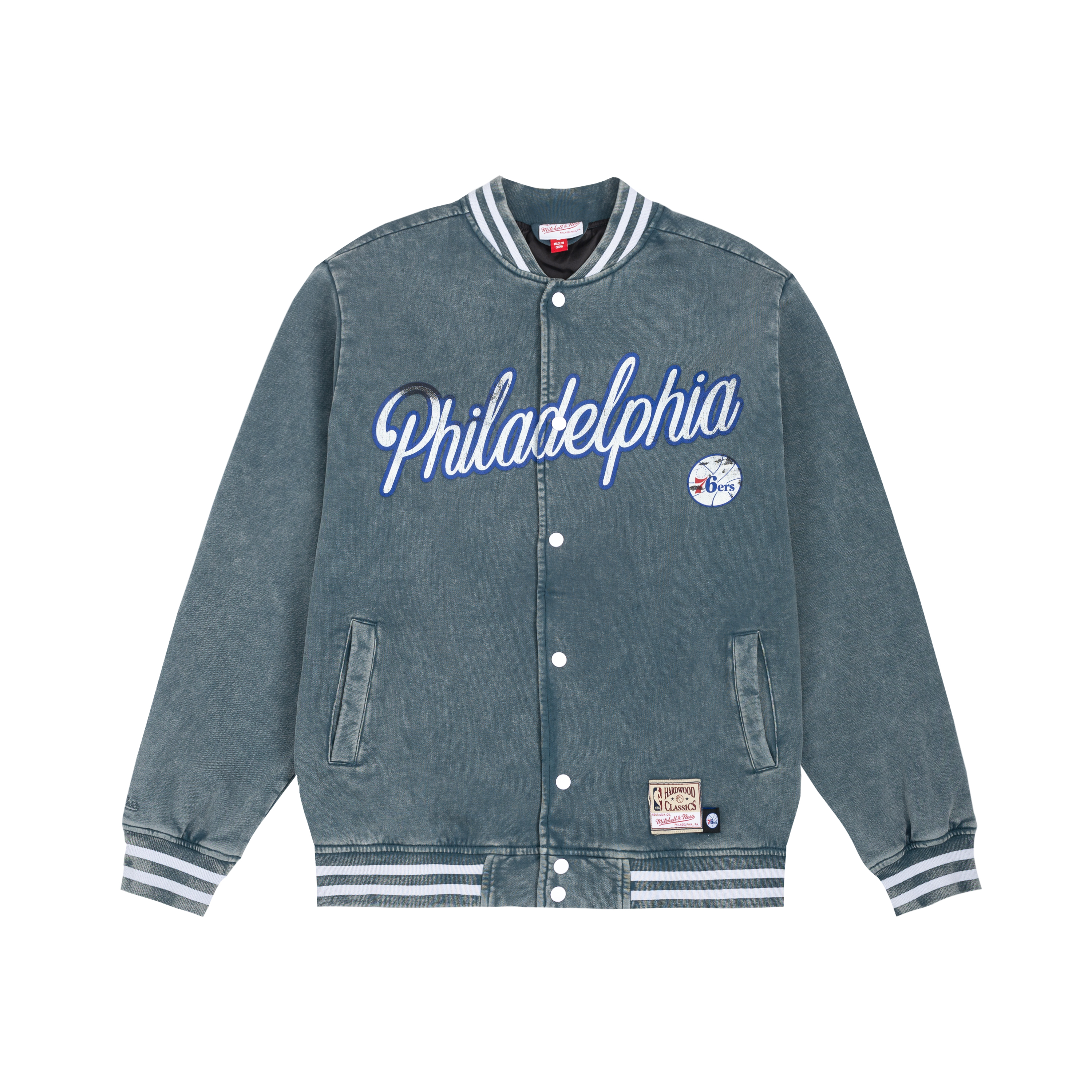 Mitchell Ness Mitchell & Ness NBA Vintage Philadelphia 76ers V-Neck Jacket Unisex - Blue. OJBF6801-P76YYPPPBLUE
