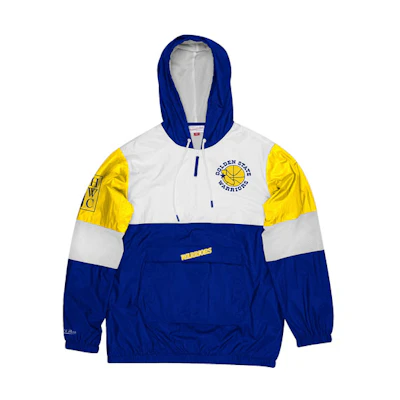 Mitchell Ness Mitchell & Ness NBA Warriors Colorblock Pullover Hoodie Unisex Navy Blue FPHDDA19007-GSWROYA