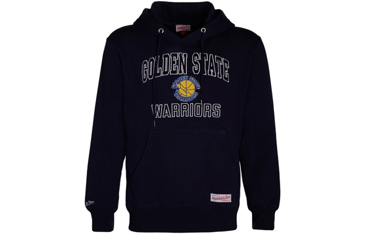 Mitchell Ness Mitchell & Ness NBA Warriors Logo Retro Half-Zip Hoodie Jacket Blue Unisex HFZPDA19008-GSWNAVY