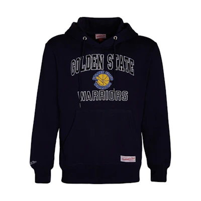 Mitchell Ness Mitchell & Ness NBA Warriors Logo Retro Half-Zip Hoodie Jacket Blue Unisex HFZPDA19008-GSWNAVY
