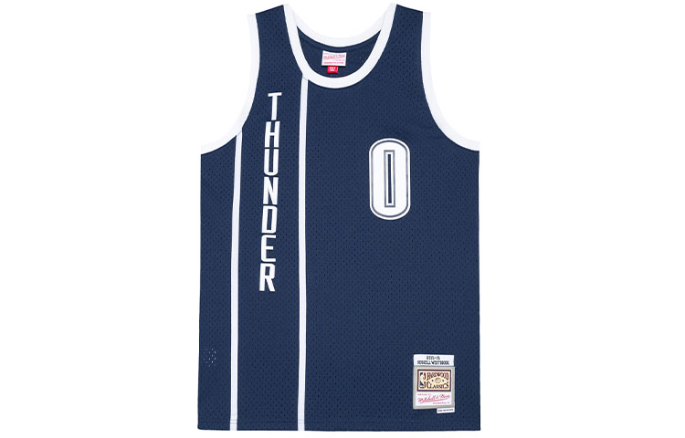 Mitchell Ness Mitchell & Ness OKC Thunder NBA 15-16 Westbrook #0 Retro Basketball Jersey Navy. SMJY4176-OCT15RWSASBL