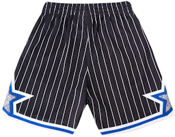 Lookbook Mitchell & Ness Orlando Magic 75th Anniversary Retro Shorts Basket Hitam. SMSH1200-OMA94PPPBLCK