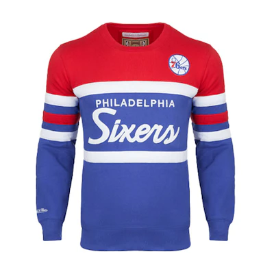 Mitchell Ness Mitchell & Ness Philadelphia 76ers Retro Logo Basketball Hoodie Blue HDLSAJ18004-P76RYHT1