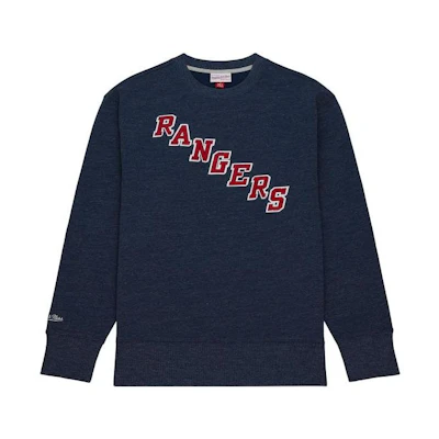 Mitchell Ness Mitchell & Ness Playoff Win 20 Crew New York Yankees Vintage Blue Sweatshirt Mens FCPO6736-NYYYYPPPNYHT