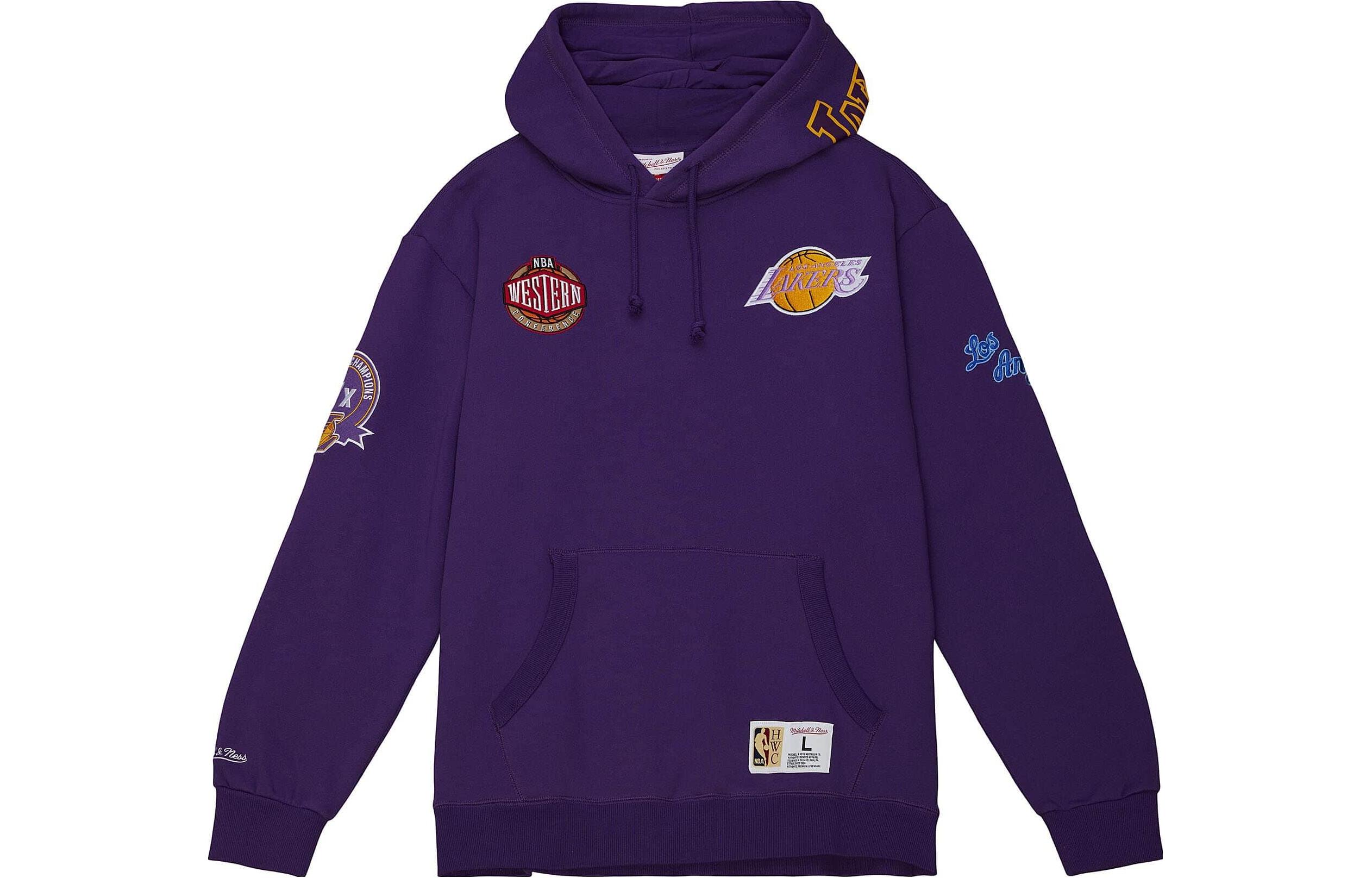 Mitchell Ness Mitchell & Ness Purple Color-Block Letter Print Hoodie Pullover FPHD6293-MVIYYPPPGDPR