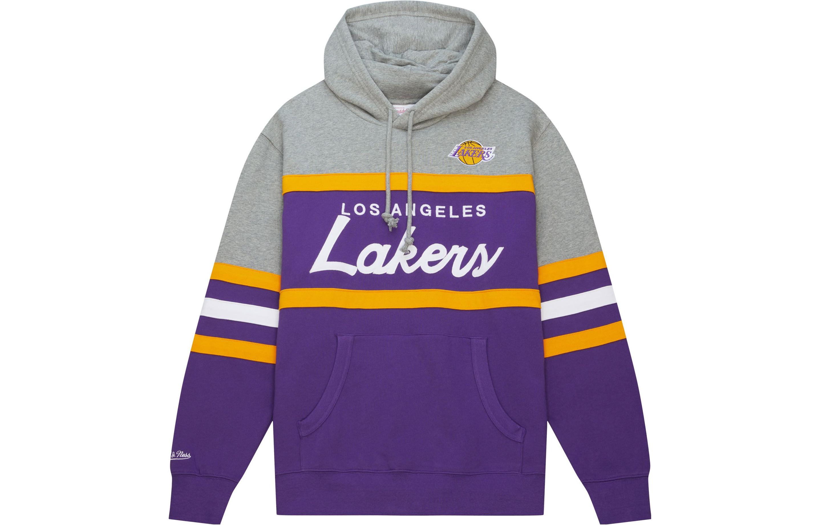Mitchell Ness Mitchell & Ness Purple Colorblock Letter Print Pullover Hoodie FPHD1217-PVU