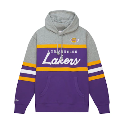 Mitchell Ness Mitchell & Ness Purple Colorblock Letter Print Pullover Hoodie FPHD1217-PVU