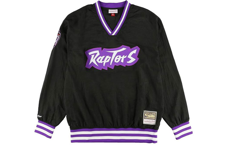 Mitchell Ness Mitchell & Ness Raptors Logo Print Crewneck Sweatshirt Black Basketball Top TVNC1111-TRABK