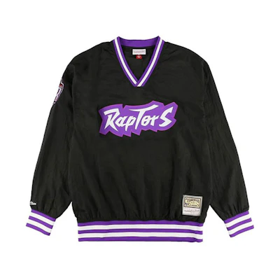 Mitchell Ness Mitchell & Ness Raptors Logo Print Crewneck Sweatshirt Black Basketball Top TVNC1111-TRABK