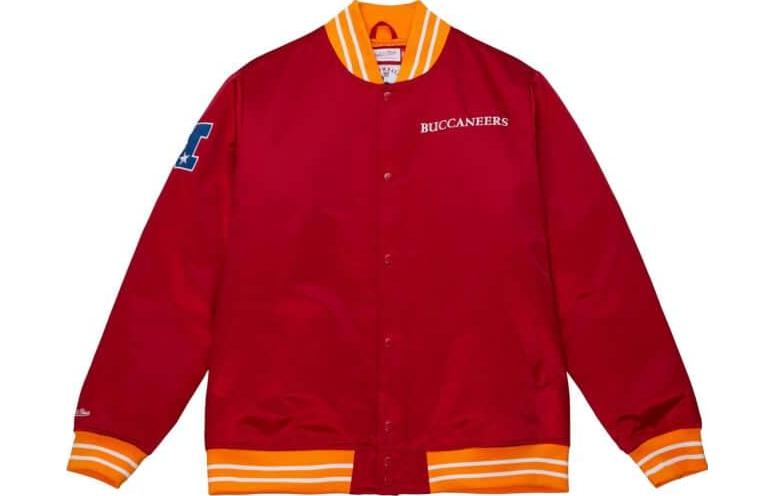 Mitchell Ness Mitchell & Ness Red Blue Colorblock Logo Print Loose Fit Jacket Mens OJZP5517-UFLYYPPPMTWH