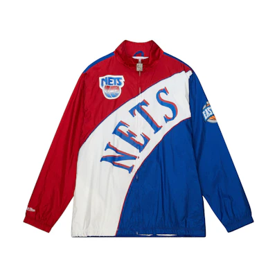 Mitchell Ness Mitchell & Ness Red Button-Up Logo Print Long-Sleeve Jacket for Men OJBF5516-CAVYYPPPCARD
