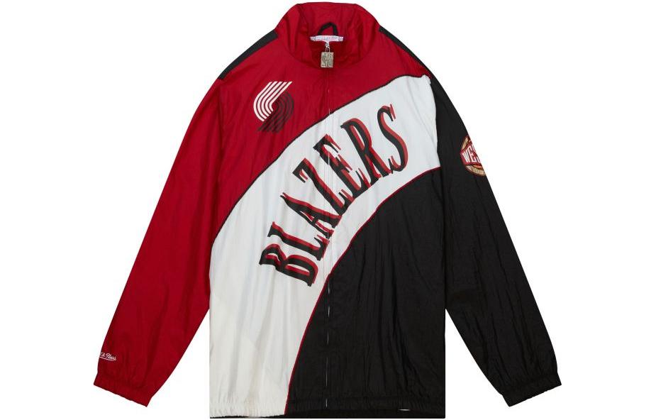 Mitchell Ness Mitchell & Ness Red Striped Letter Embroidered Zip-Up Jacket OJBF4992-CBUYYPPPSCAR
