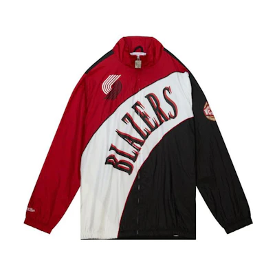 Mitchell Ness Mitchell & Ness Red Striped Letter Embroidered Zip-Up Jacket OJBF4992-CBUYYPPPSCAR